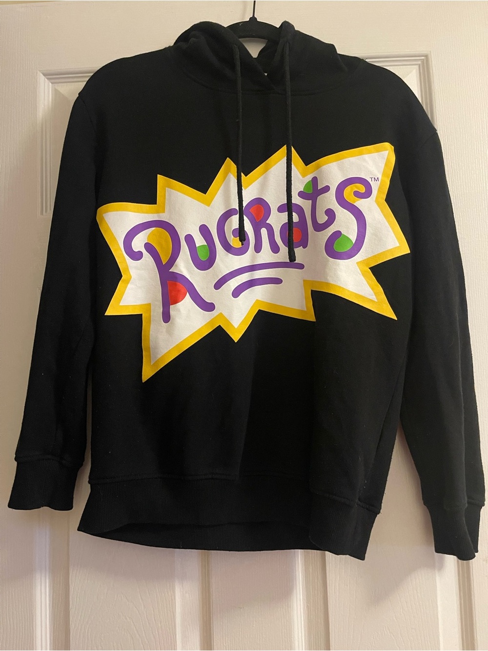 Nickelodeon Rugrats Black Graphic Hoodie Size Small Reptar Chuckie Tommy 90s